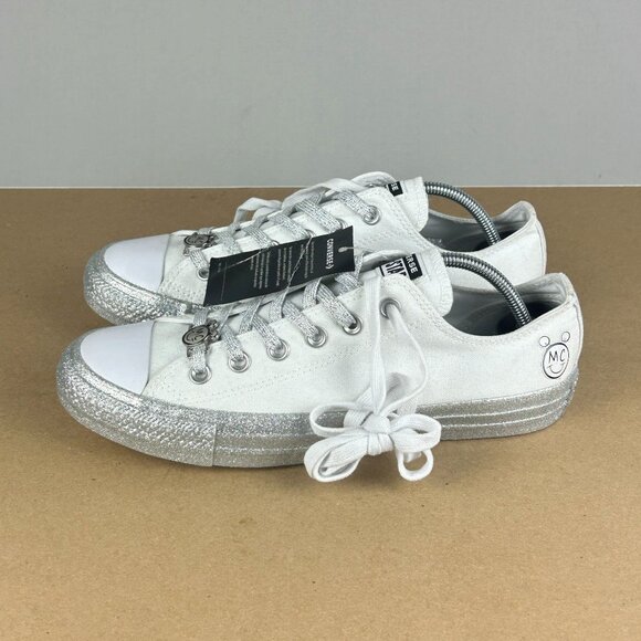 Converse Miley Cyrus Silver Glitter All Star Sneakers Womens 9 White Low Top - Picture 10 of 10
